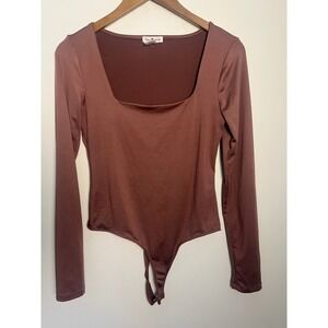 Love Wish LG Square Neck Long Sleeve Bodysuit Pink Minimalist Chic Cottage Sleek
